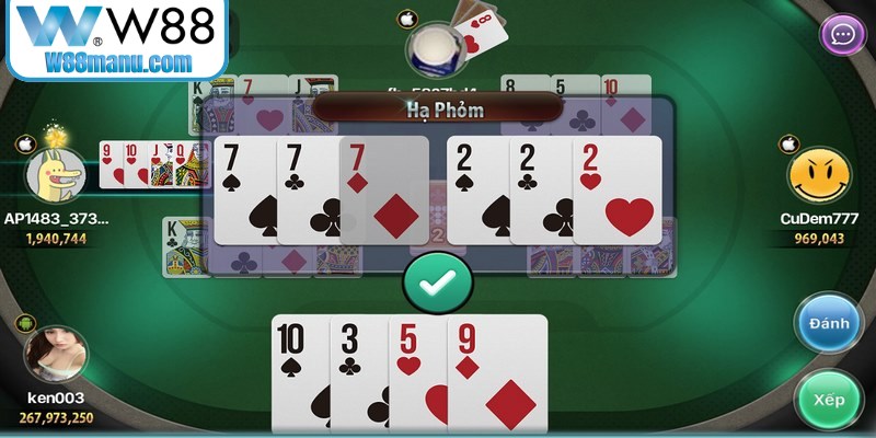 Quy tắc điểm đền cần được hiểu vững khi chơi Phỏm W88 để thắng lớn