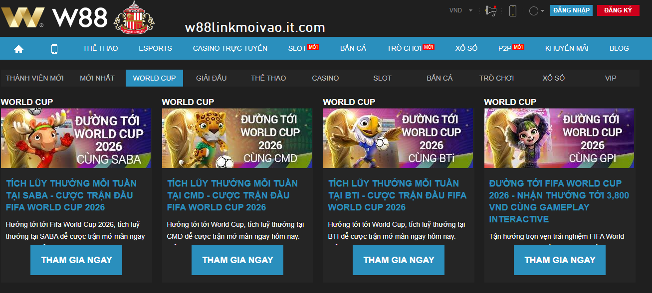 Khuyến mãi cập nhật liên tục tại w88